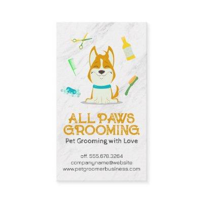 Cute Cartoon Dog and Grooming Tools