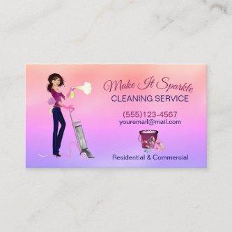 Cute Cartoon Maid Cleaning Services Gradient