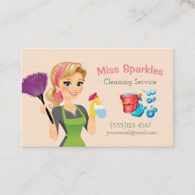 Cute Cartoon Maid House Cleaning Services