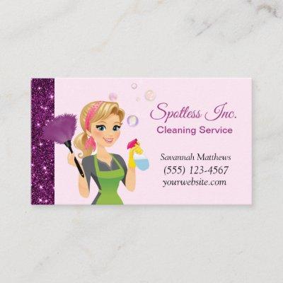 Cute Cartoon Maid Sparkle House Cleaning Services
