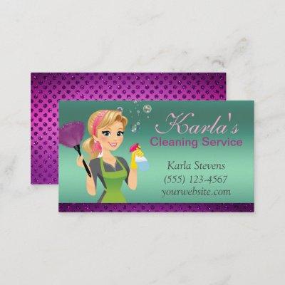 Cute Cartoon Maid Sparkle House Cleaning Services