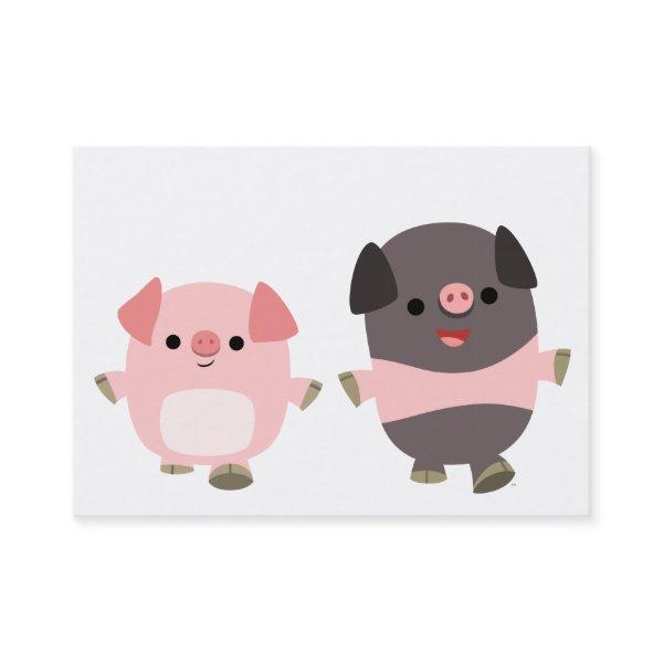 Cute Cartoon Pigs On a Walk ACEO/