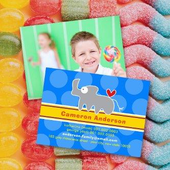 Cute Cartoon Rhinoceros Colorful KidProfile Photo Calling Card