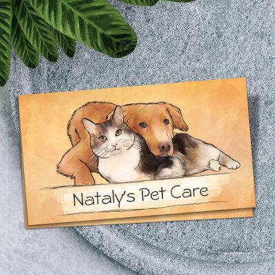 Cute Cat and Dog Illustration