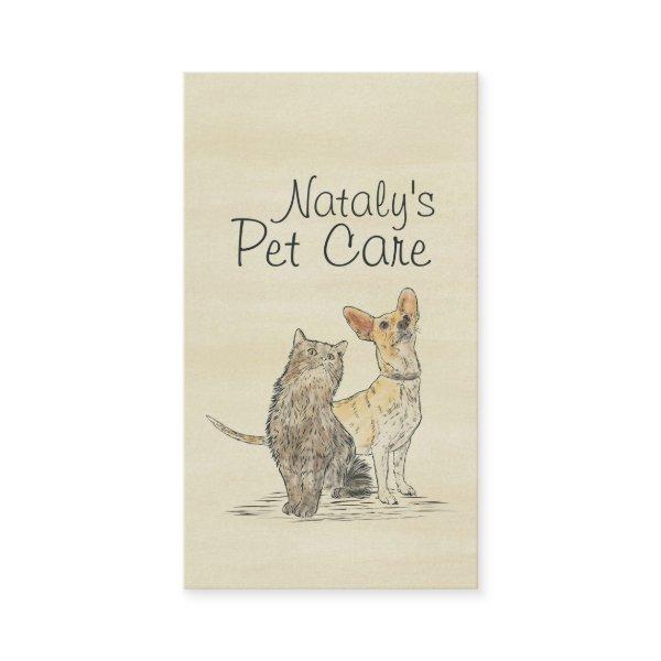 Cute Cat and Dog Watercolor Illustration