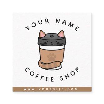 Cute Cat Coffee Shop Funny Pet Add Social Media Square