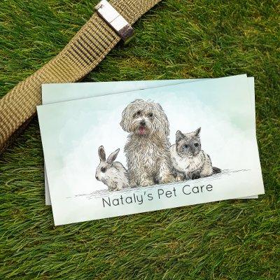 Cute Cat, Dog and Rabbit Illustration