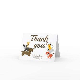 Cute Cat Dog Illustration Thank You Card