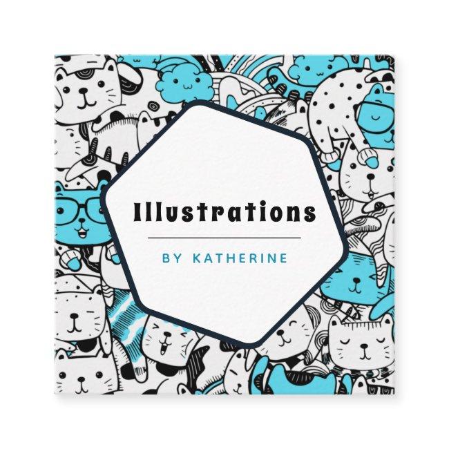 Cute Cat Pattern Cartoonist Graphic Designer Fun Square