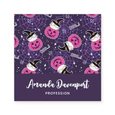 Cute Cats and Pumpkins Halloween Pattern Square