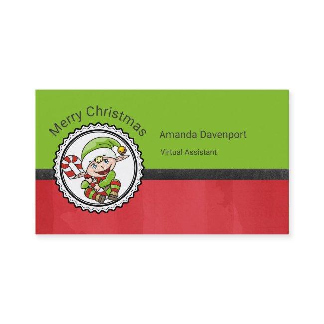 Cute Christmas Elf with Candy Cane