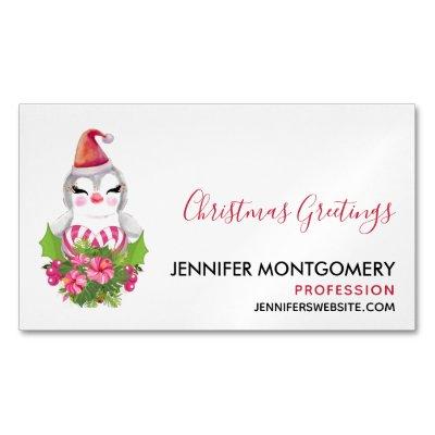 Cute Christmas Penguin in Santa Hat  Magnet