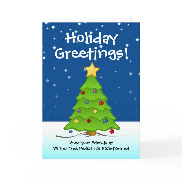 Cute Christmas Tree in Snow Kids Theme Business Holiday Card