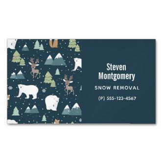 Cute Christmas Winter Animals Rustic Pattern  Magnet