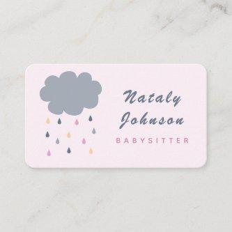 Cute Cloud & Colorful Rain Babysitter Minimalist