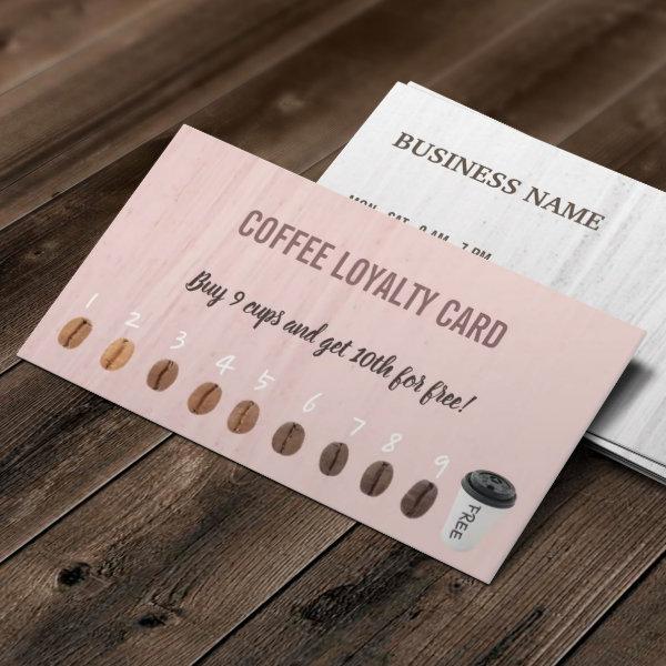 Cute Coffee Beans Pink Coffee Loyalty Cards