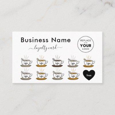 Cute Colorful Coffee Cup Drink Add Your Logo Heart Loyalty Card