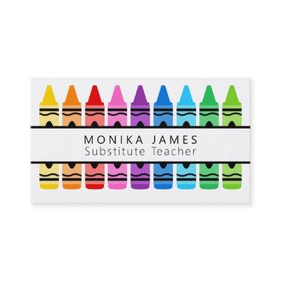 Cute Colorful Crayon Substitute Teacher