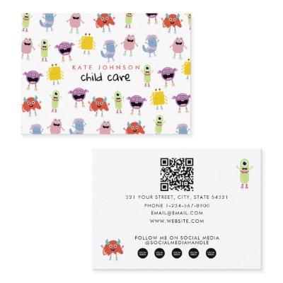 Cute Colorful Monsters Child Care Babysitter