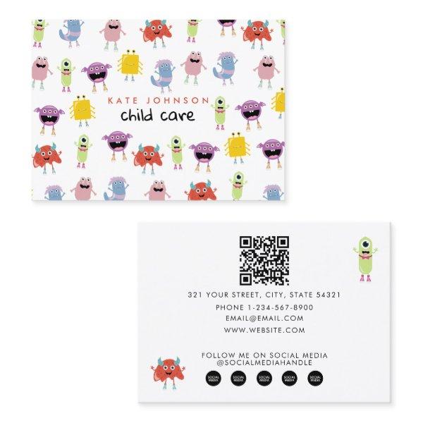Cute Colorful Monsters Child Care Babysitter