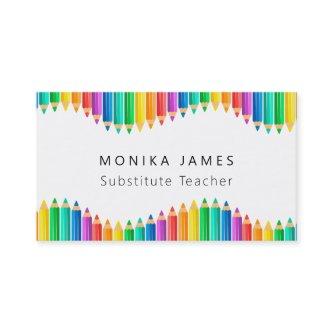 Cute Colorful Pencils Substitute Teacher