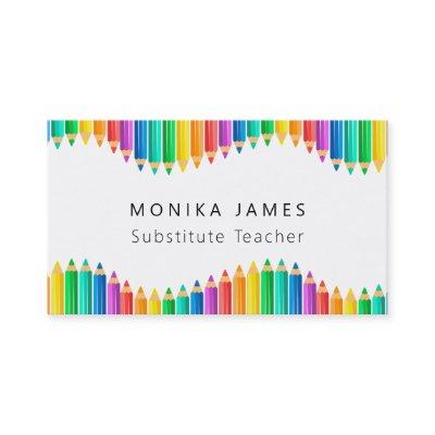 Cute Colorful Pencils Substitute Teacher