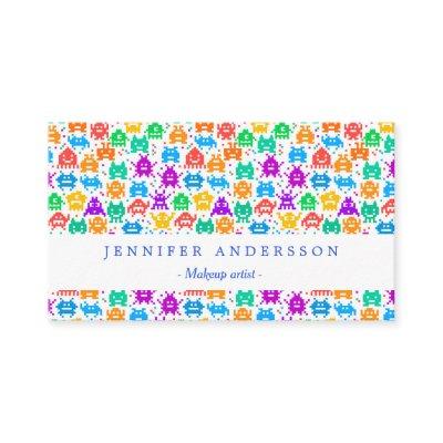 Cute colorful pixelated monsters patterns