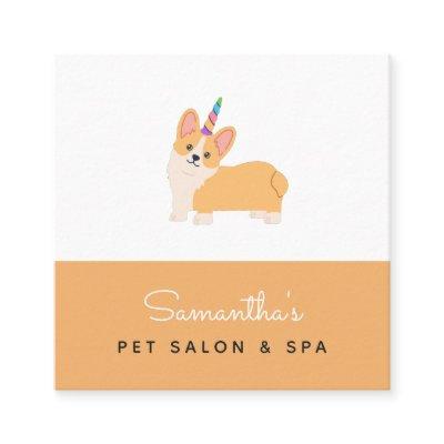 Cute Corgi Unicorn Dog Pet Salon Spa Adorable Square