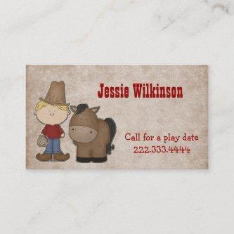 Cute Cowboy Custom Playdate Card