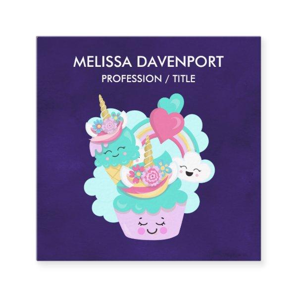 Cute Cupcake and Happy Ice Cream Square