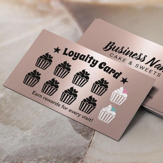 Cute Cupcakes Pastry Bakery Rose Gold Loyalty