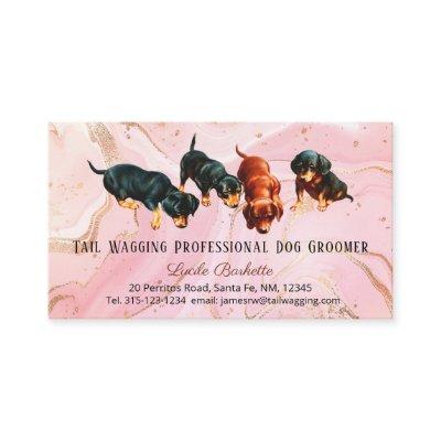 Cute Dachshund Pups Dog Groomer Pink Gold Agate