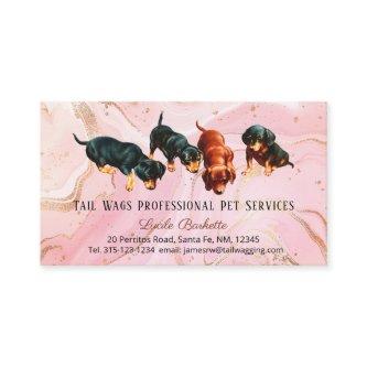 Cute Dachshund Pups Pet Services Pink Gold Agate