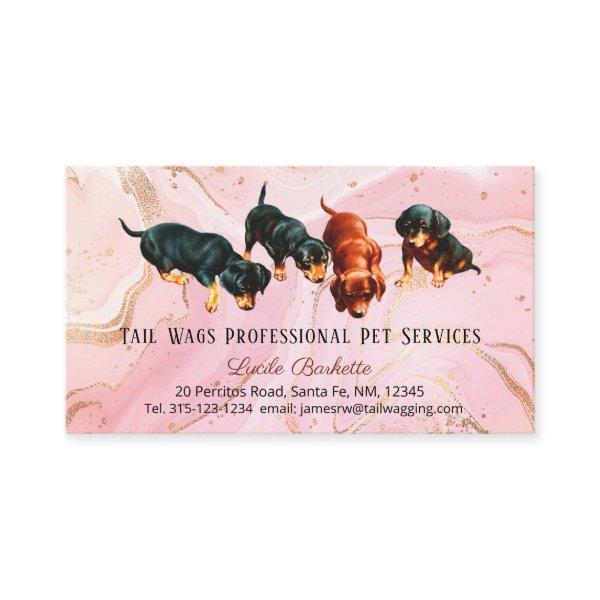 Cute Dachshund Pups Pet Services Pink Gold Agate