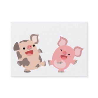 Cute Dancing Cartoon Pigs ACEO/