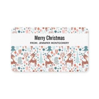 Cute Deer in Whimsical Forest Pattern Christmas