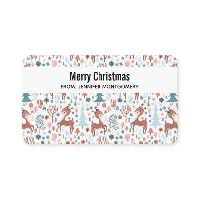 Cute Deer in Whimsical Forest Pattern Christmas