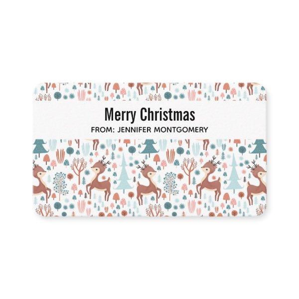 Cute Deer in Whimsical Forest Pattern Christmas