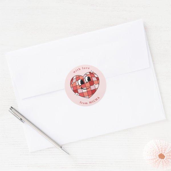 Cute Disco Ball Heart Classic Round Sticker