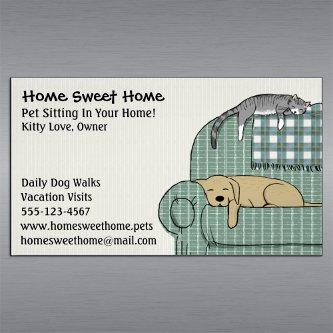 Cute Dog and Cat Pet Sitting Animal Care Services Magnetic