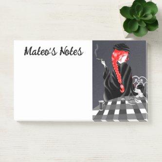 Cute Dog & Girl at Café in Paris  Notes
