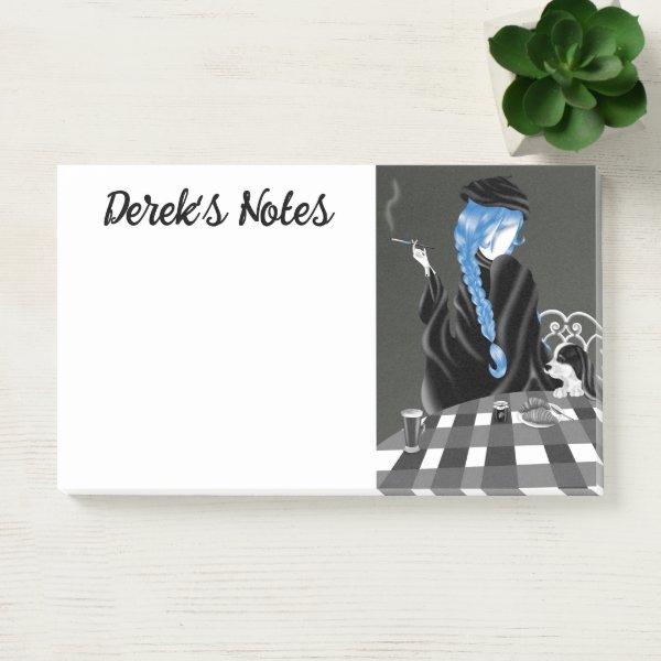 Cute Dog & Girl at Café in Paris  Notes