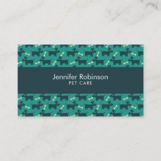 Cute Dog Pattern with Bone on Green Background