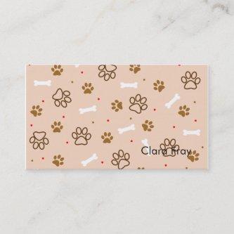 Cute dog pattern with paws bones tiny polka dots