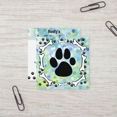 Cute Dog Paws and Bones Pet Service Watercolor Square