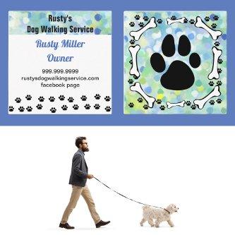 Cute Dog Paws and Bones Pet Service Watercolor Square