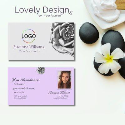 Cute Drawn Rose Plain Gray Lilac with Logo Photo