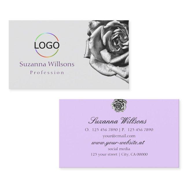 Cute Drawn Rose Plain Gray Lilac with Logo Simple