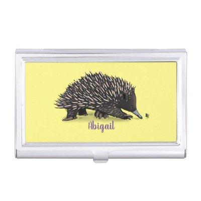 Cute echidna with bee cartoon illustration  case