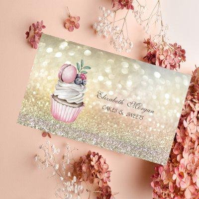Cute Elegant Bokeh Macaron Cupcake Bakery